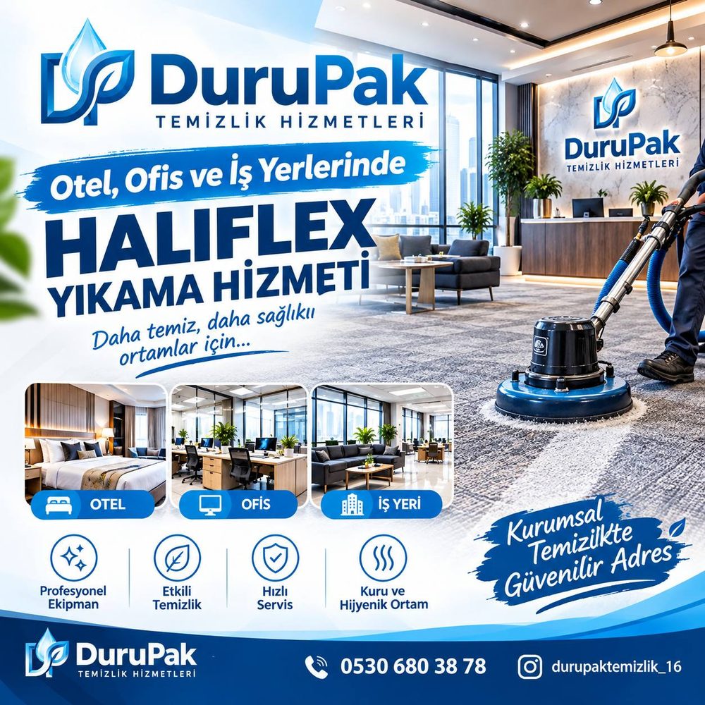 DuruPak otel, ofis ve iş yerlerinde halıflex yıkama hizmeti